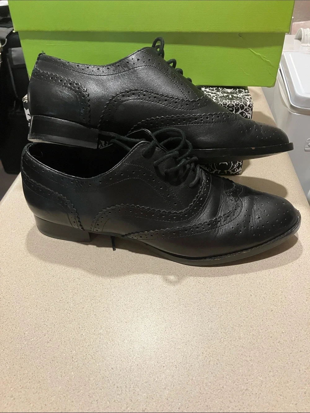 J. Jill Black Leather Wingtip Oxfords